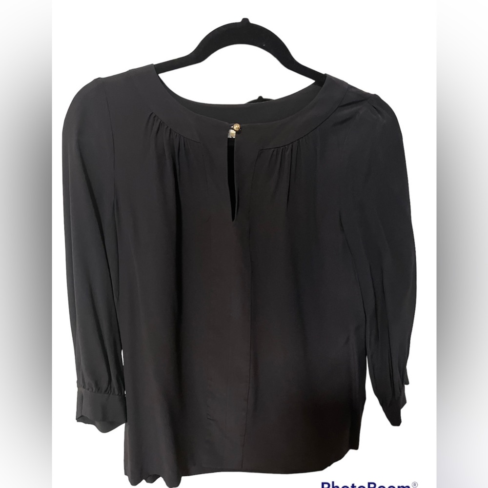 Kate Spade Black Silk Blouse Gold Buttons size 2